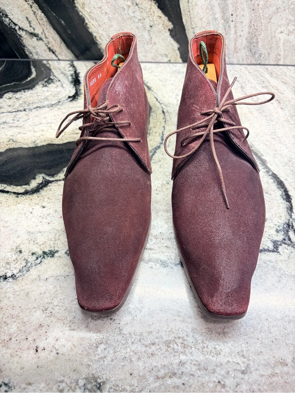 Santoni Fatte a Mano Burgundy Suede Chukka Boots Men’s 8.5 UK 9.5 US Italy